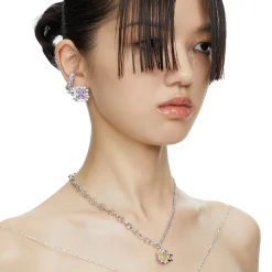 Ripple / Square Zircon stitching necklace