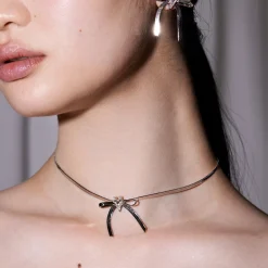 Ripple / V Bowknot Ribbon Soft Necklace