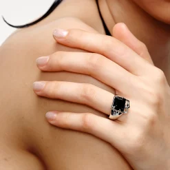 Ripple／Broken square zircon ring