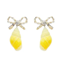 Shell / Raffia Bowknot Conch Earring