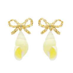 Shell / Raffia Bowknot Conch Earring