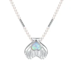 Tasty / Heart Shape Metal Pendant Pearl Necklace