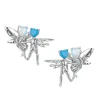 Tasty / Heart Shape Opal Turquoise Twins Fairy Earring
