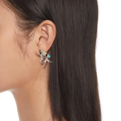 Tasty / Heart Shape Opal Turquoise Twins Fairy Earring