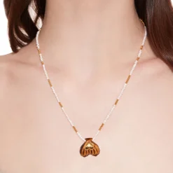 Tasty / Heart Shape Shell Pendant Pearl Necklace
