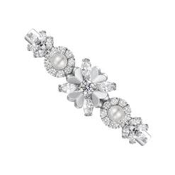 YVMIN X SHUSHUTONG / Gemstone Cross Flower Pearl Hair Clip