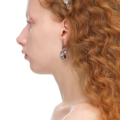 YVMIN X SHUSHUTONG / Inverted Gemstone Leaf Metal Rose Earring